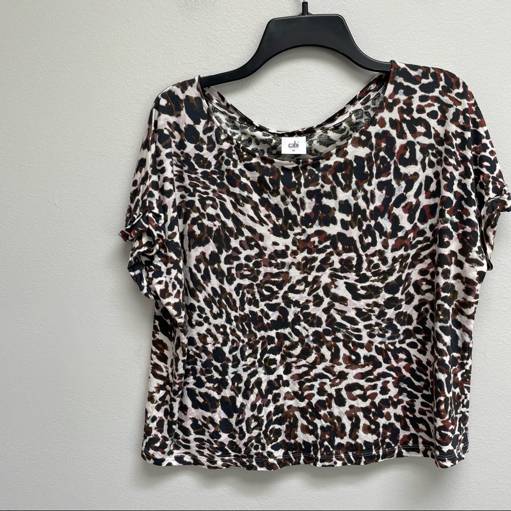 Cabi Leopard Print Crop Top Boxy Size Medium - image 1